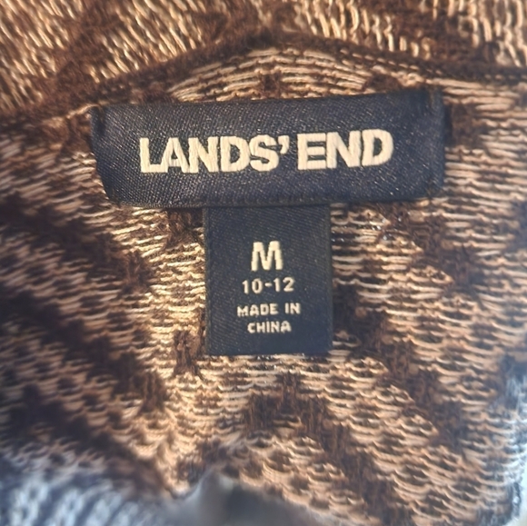 Land's End Brown Chevron Long Cardigan Sweater Size Medium - Picture 5 of 8